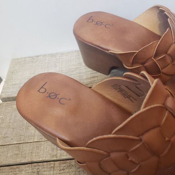 B.O.C. Braided JILLIAN Slides Sandals Block Heel 7 - Picture 2 of 7